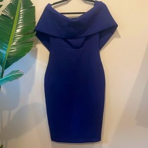 Midnight Blue Rubber Ducky Off Shoulder Midi Dress